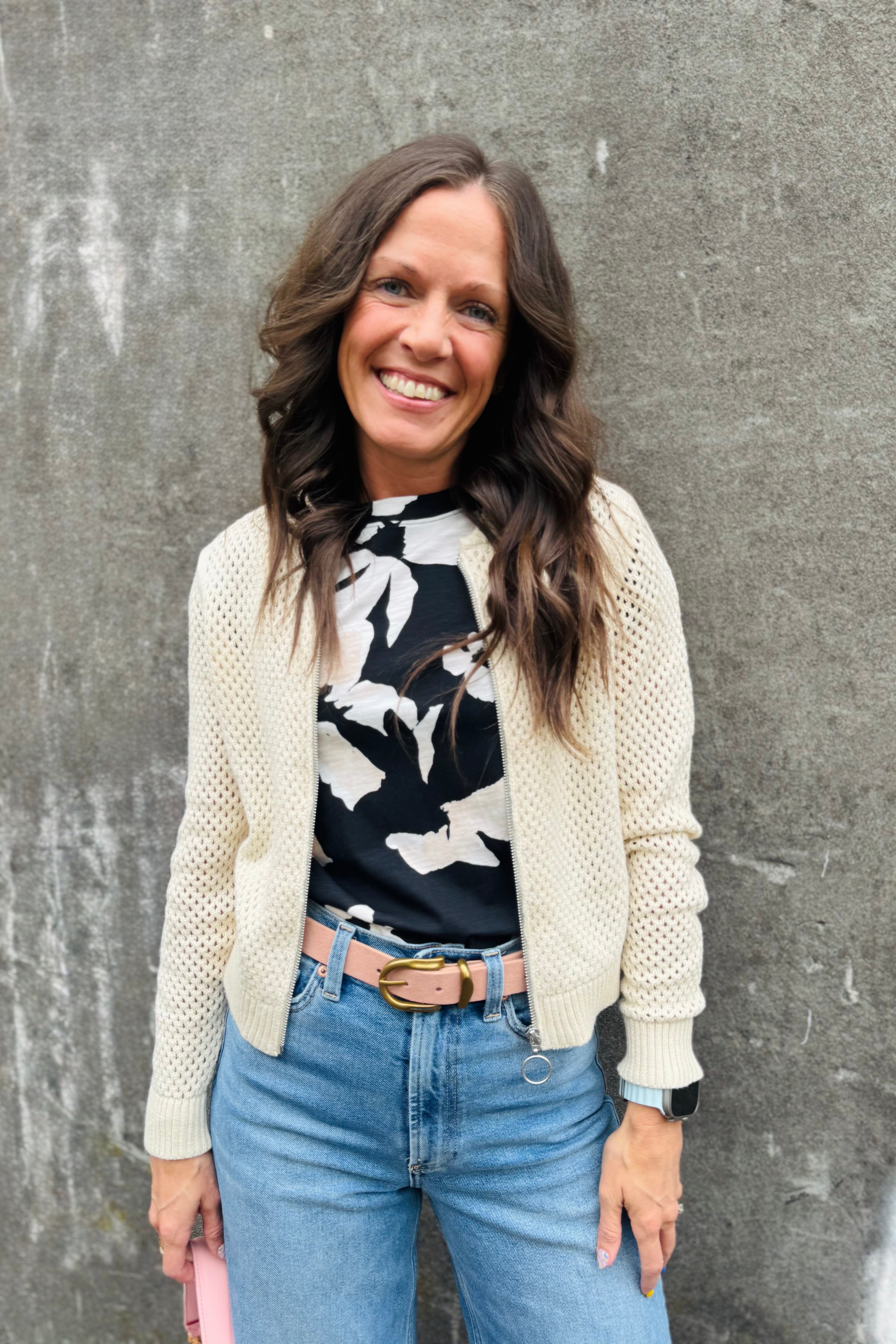 Zip Front Mesh Cardigan