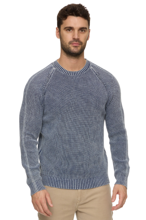 Flag & Anthem Alamosa crewneck sweater in Navy, a classic men's sweater to layer over a collared shirt for the office, cool fall evenings, holiday gatherings and weekends around town