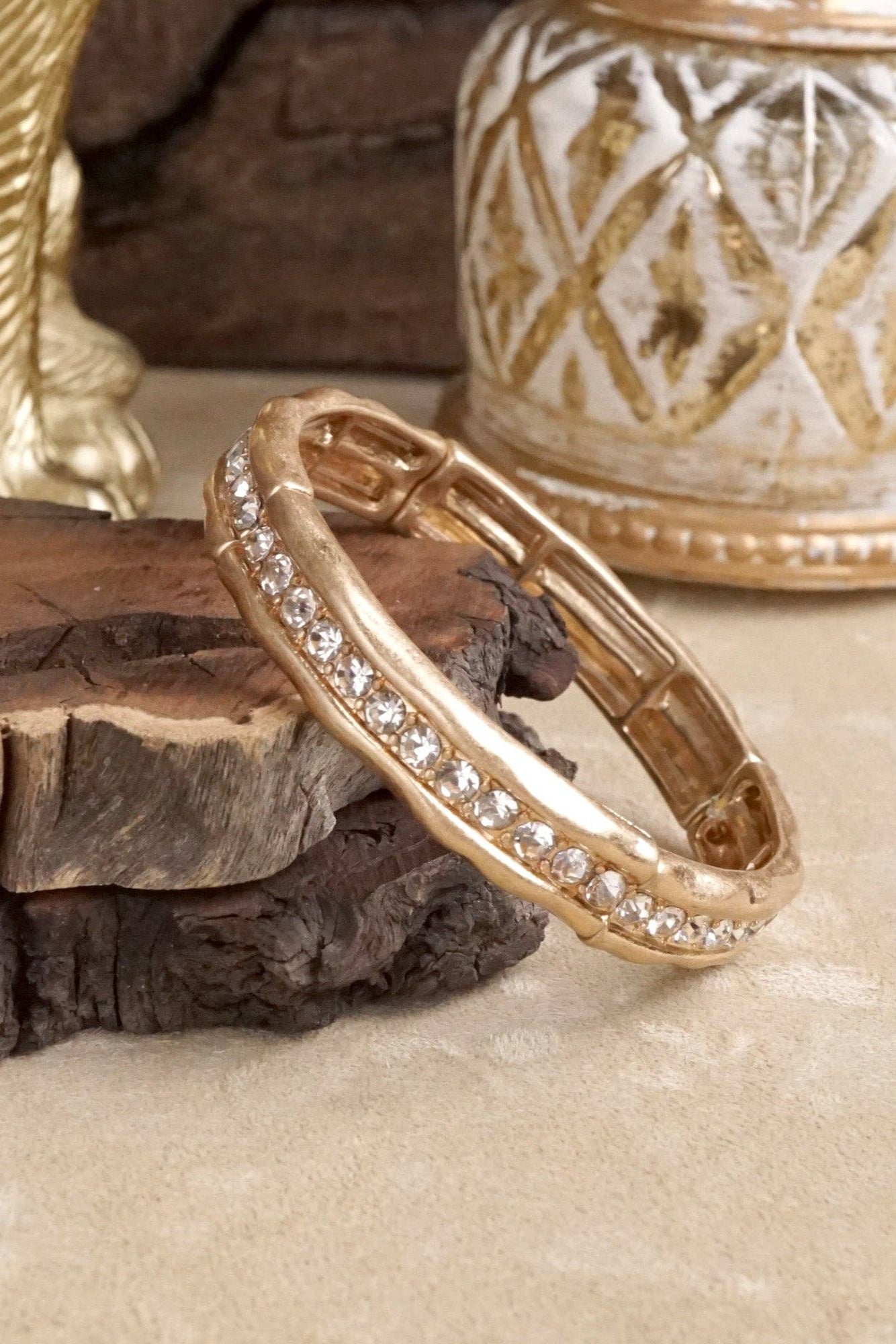 Minimalist Crystal Bracelet – Clear/Gold