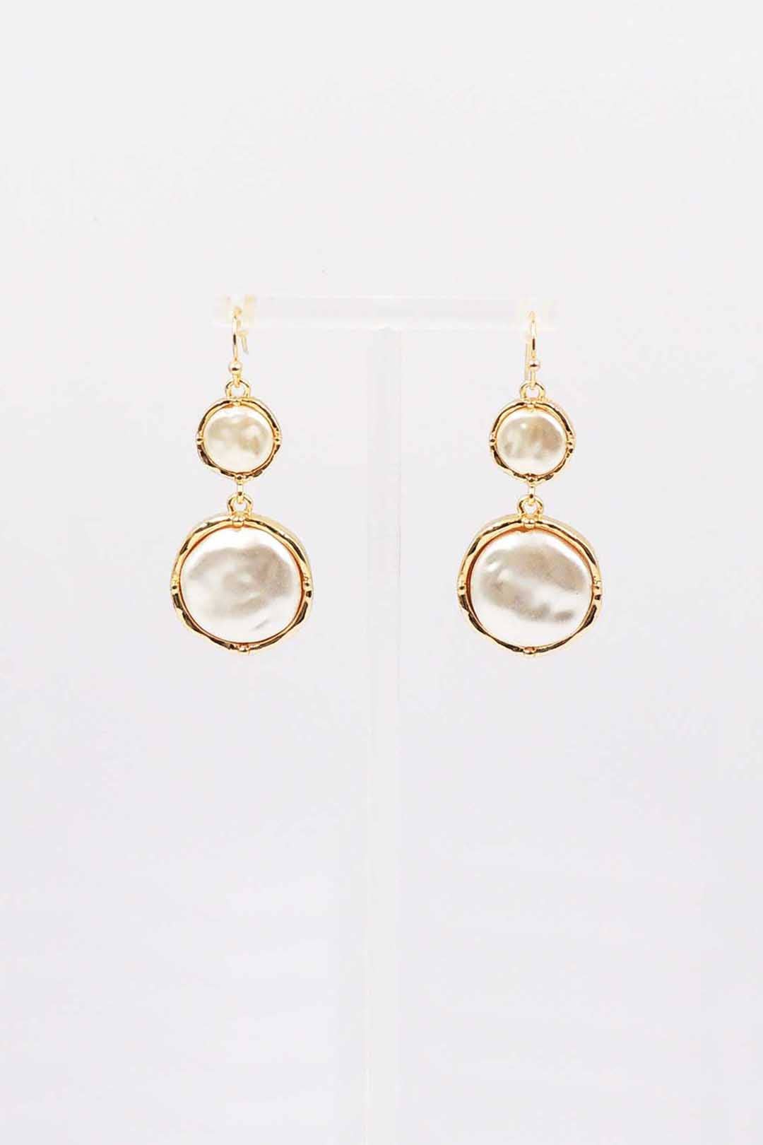 Coin Pearl Drop Fishhook Earring