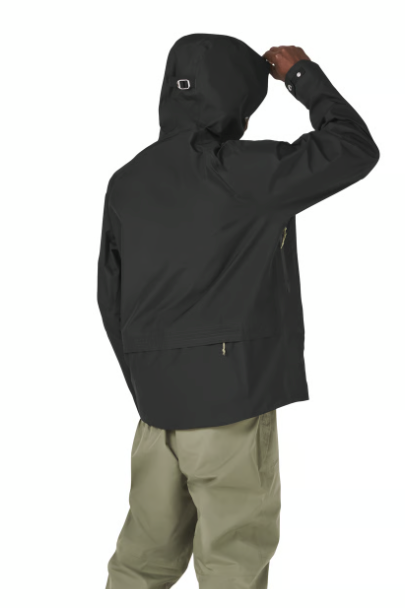 Danner Cascade Crest packable GTX jacket in Black, a waterproof GORE-TEX rain jacket that packs down small for hiking, travel, fishing and rainy Pacific Northwest days
