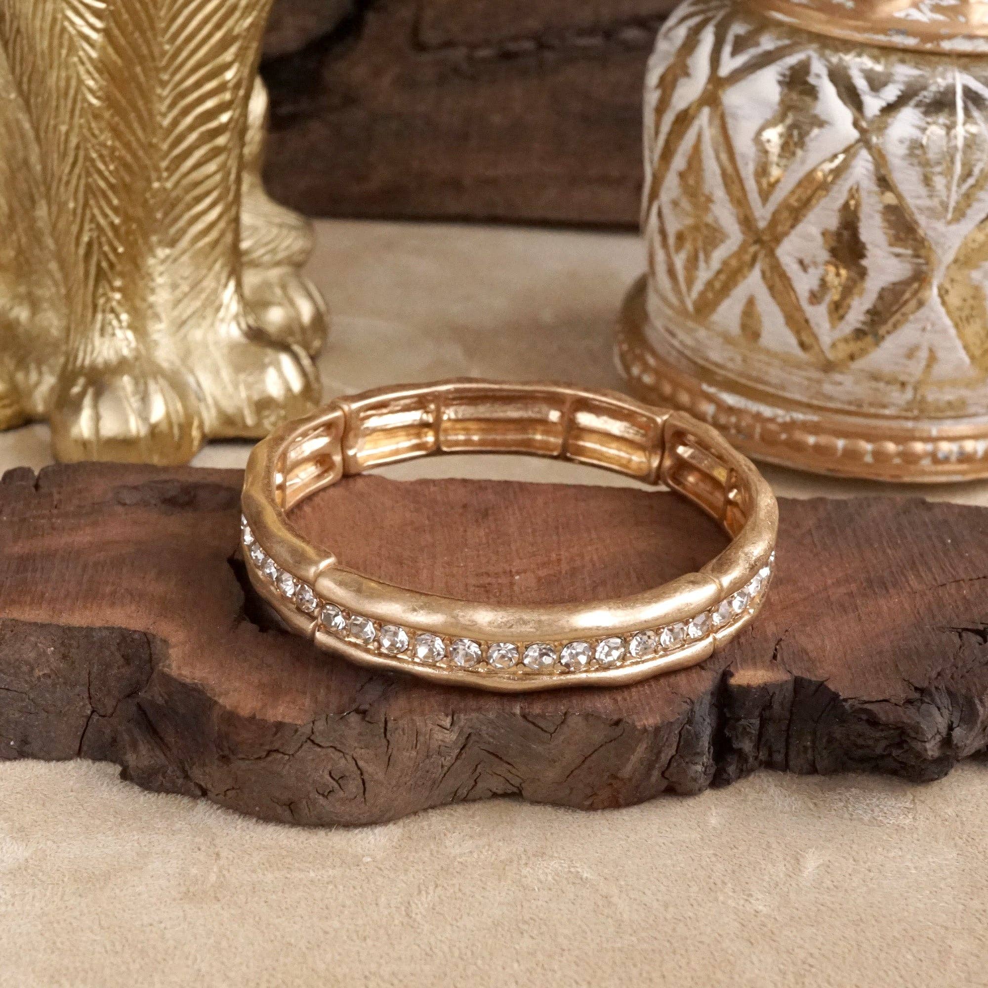 Minimalist Crystal Bracelet – Clear/Gold