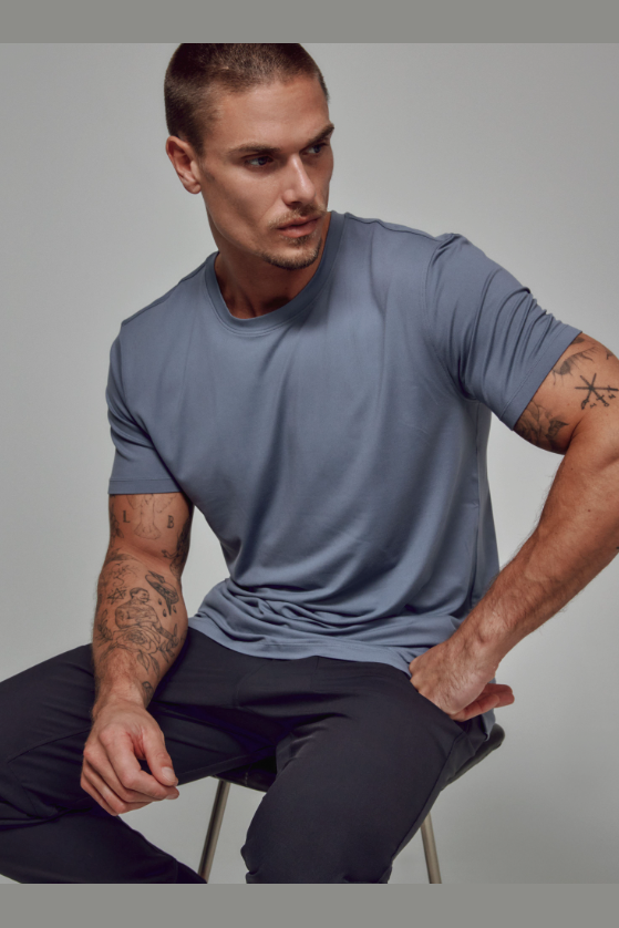 7 Diamonds Core crew neck tee in Folkstone, a functional, sustainable everyday tee that stays soft and stretchy for the gym, golf, travel and layering