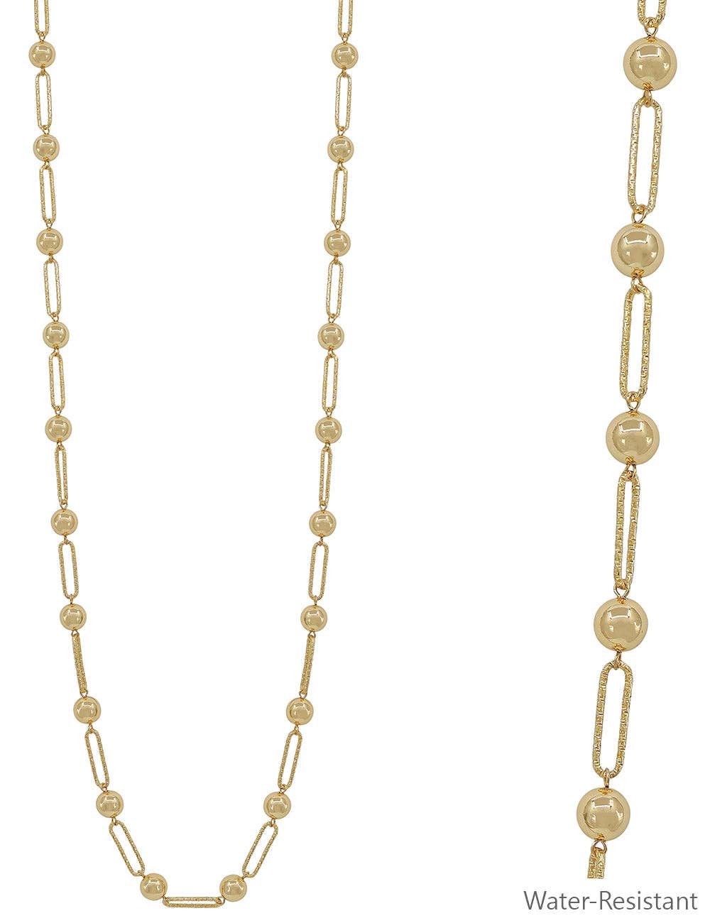 Gold Open Oval W/ Gold Bead 32" Necklace