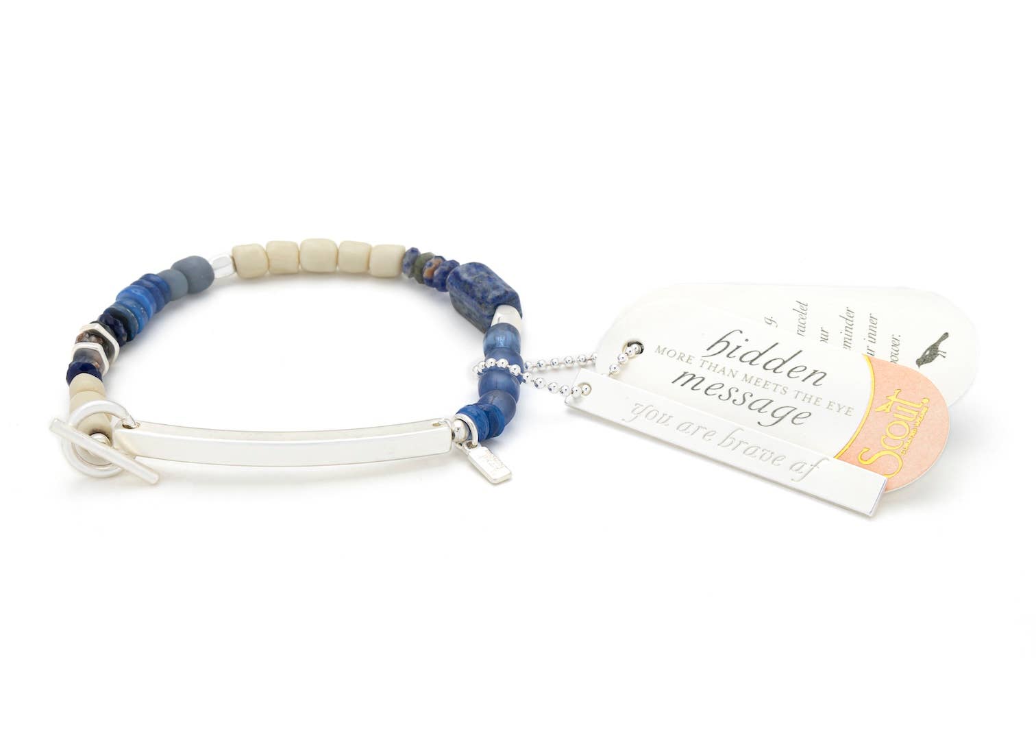 Hidden Message Bracelet - Brave AF/Lapis/Silver