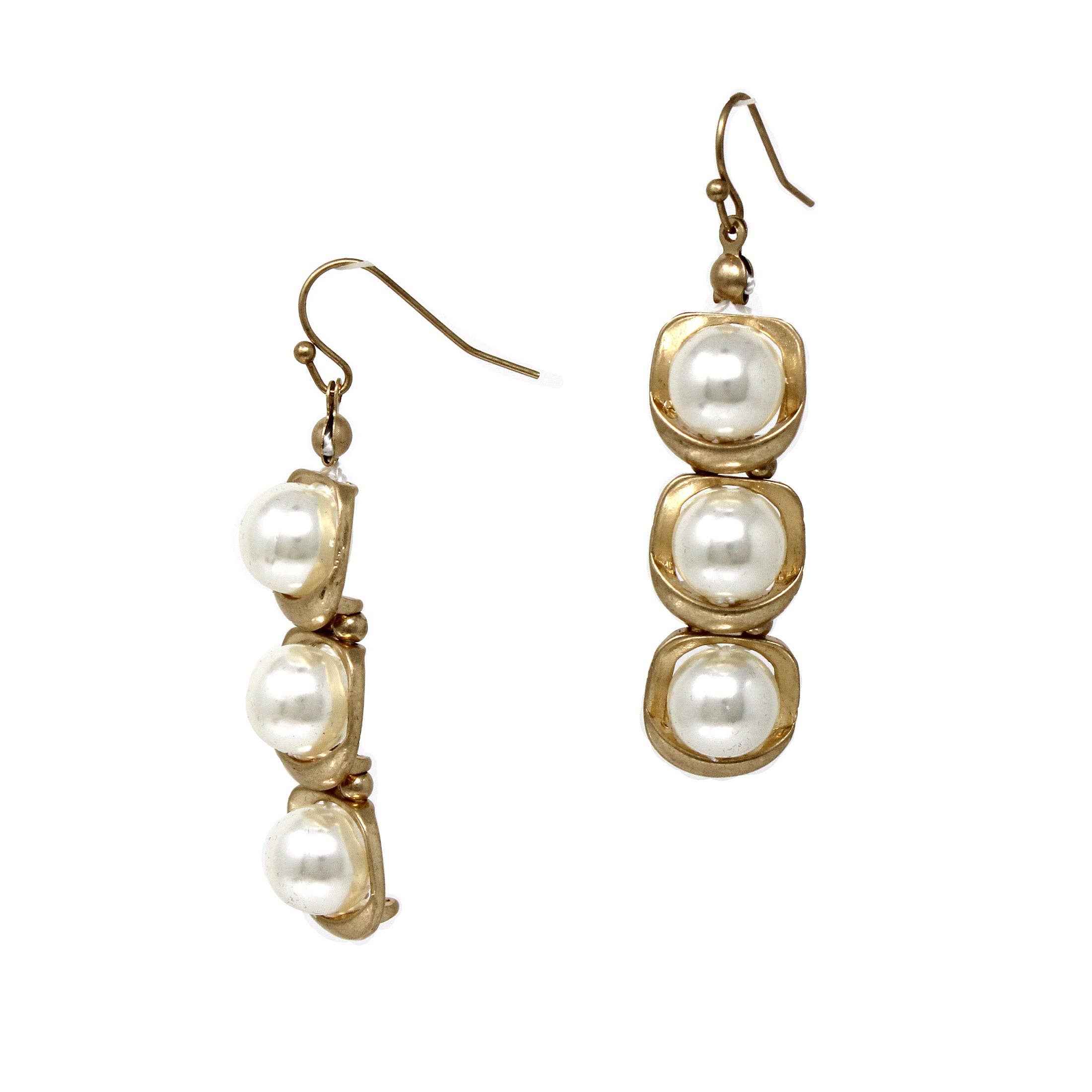 Gold Wired 3 Freshwater Pearl Earring