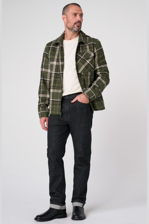 Liverpool flap pocket jacket in Olive/Black, a utility-style layer for fall commutes, weekend outings, travel and cool evenings