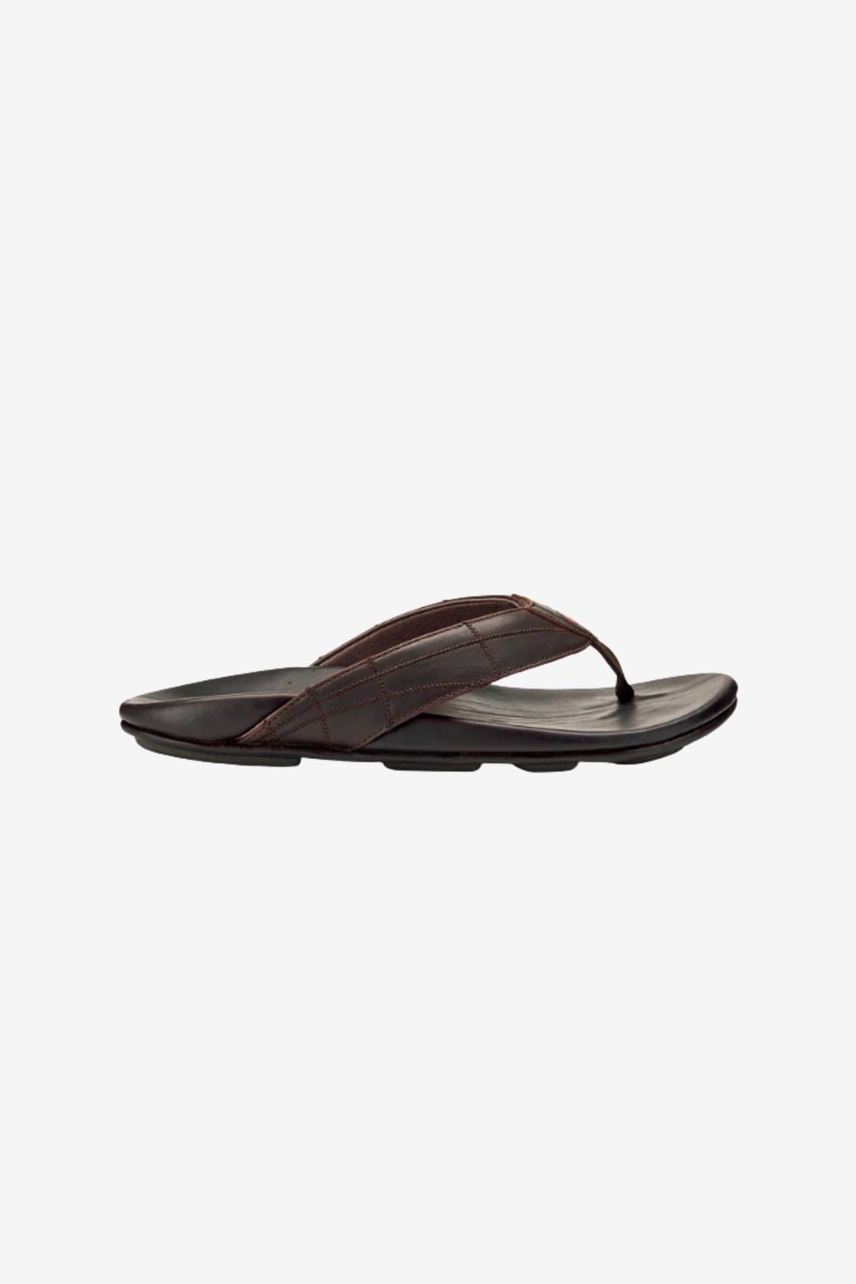 OluKai Hokulea Kia in Dark Brown, a comfortable leather slip-on for beach towns, summer errands, travel and relaxed weekends