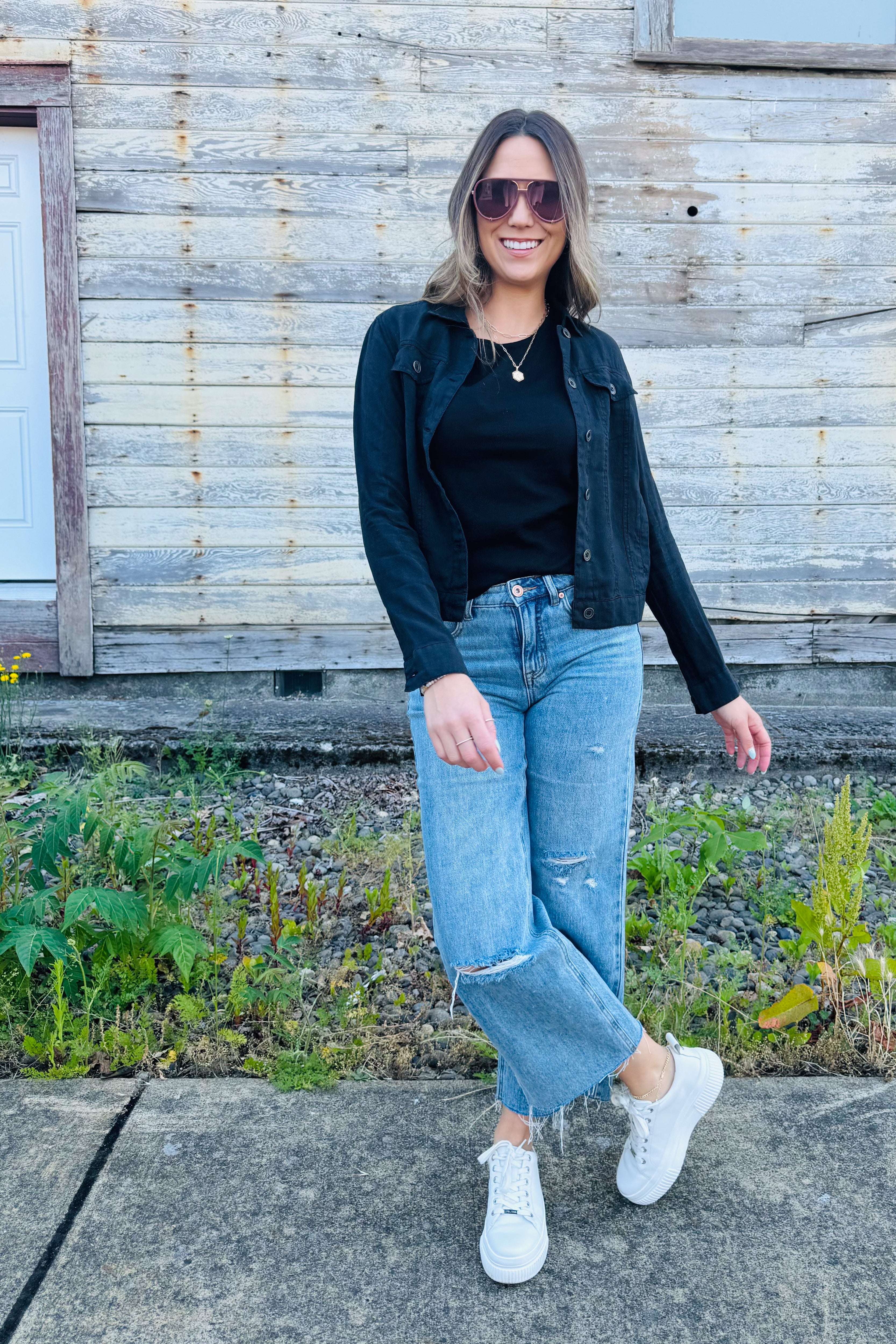 Jean Trucker Jacket Black