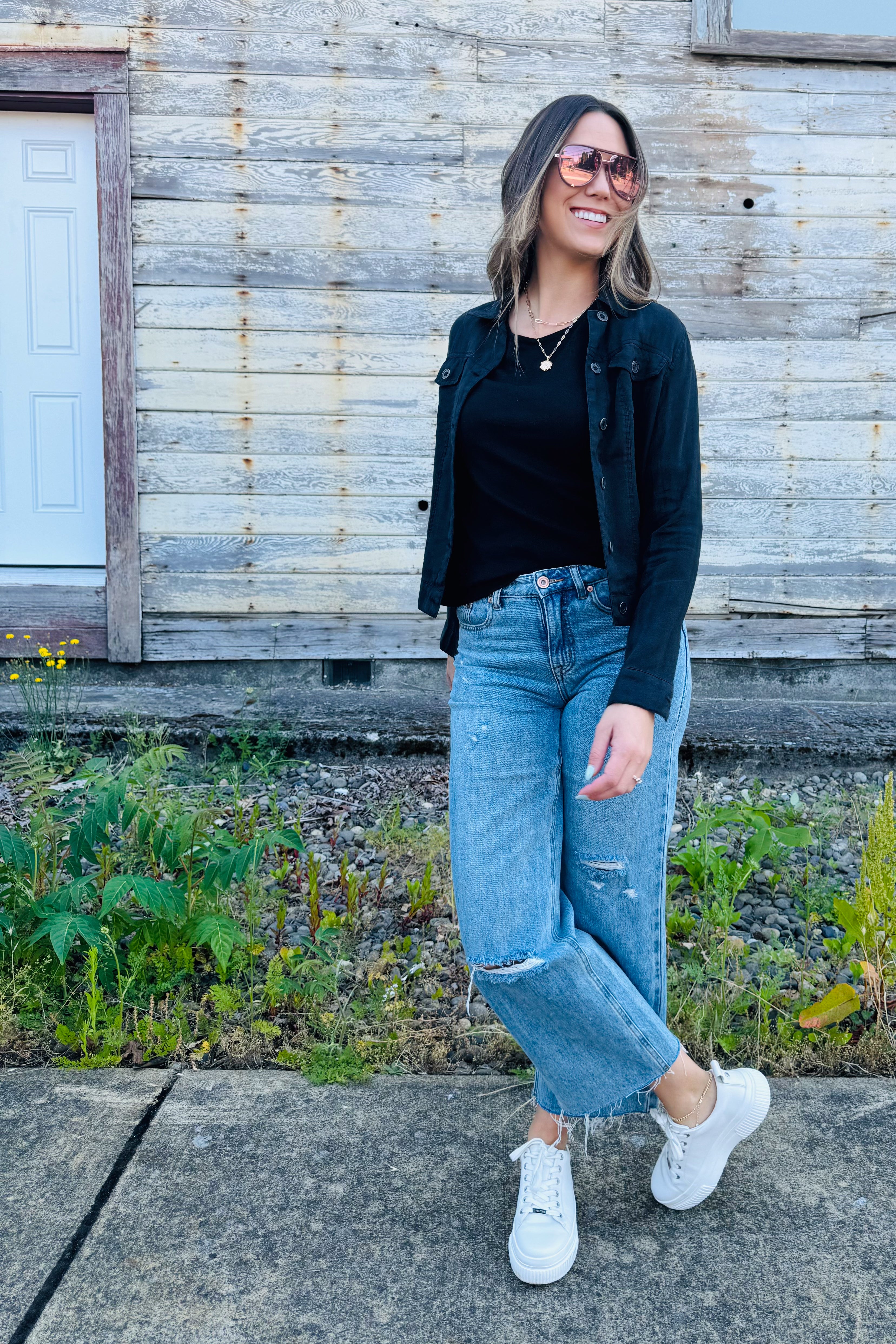 Jean Trucker Jacket Black