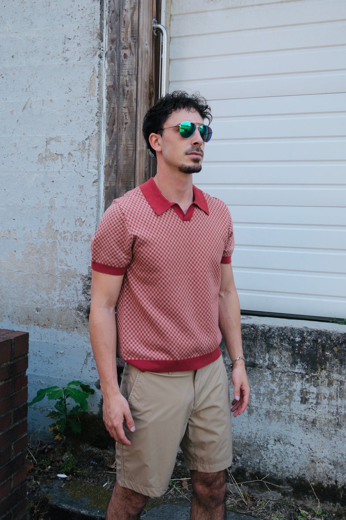 Liverpool Johnny collar sweater polo in Rust Tan, a refined knit polo for date nights, dinners out, the office and cool evenings