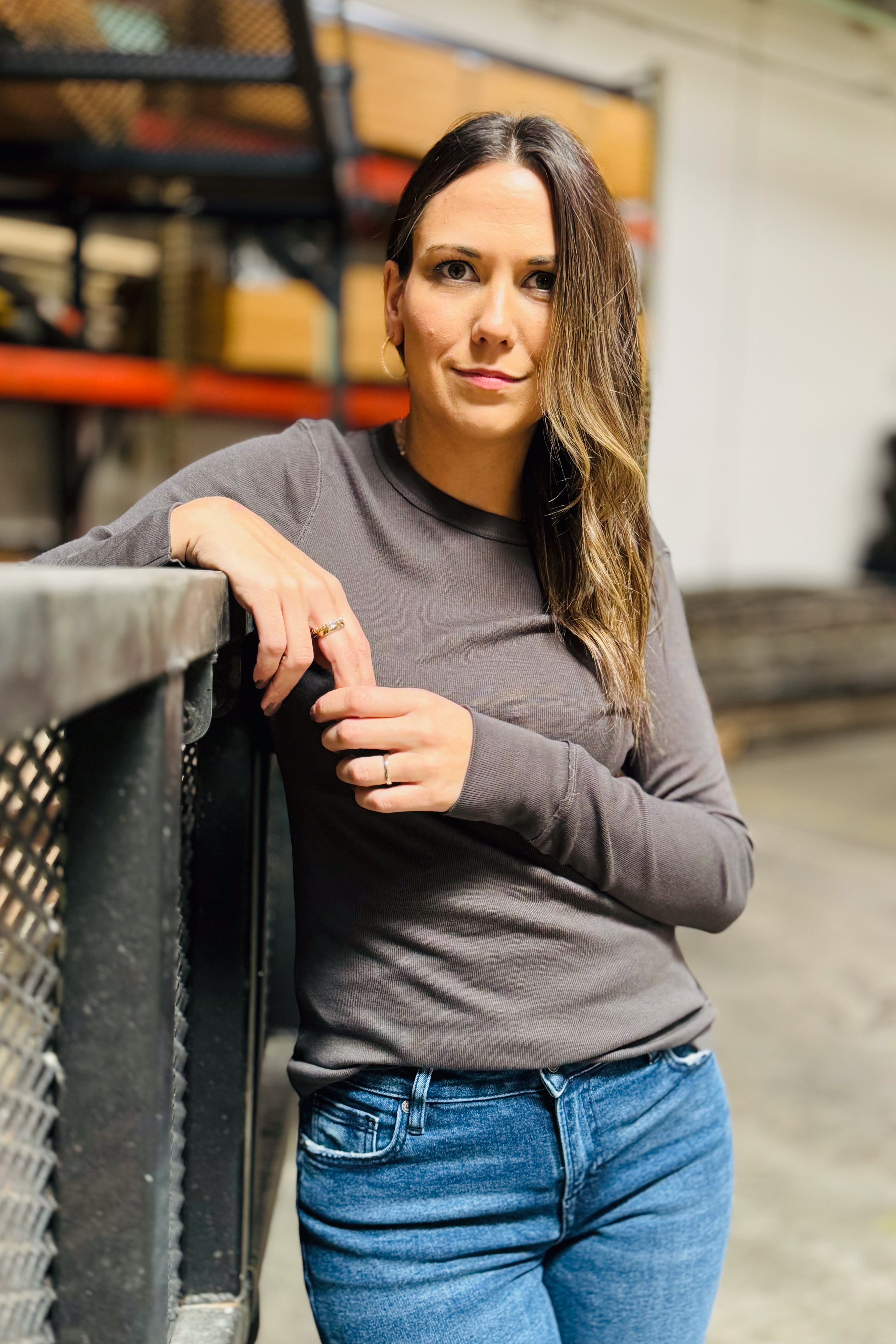 L/S Rib Crew Tee Charcoal