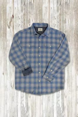 True Grit L/S Campfire Plaid - Soft Blue, a soft, rugged flannel for fall weekends, campfires, cabin trips and casual Fridays