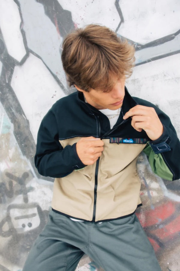KAVU long sleeve full zip Throwshirt in NW Ugly, a cozy, fun fleece-lined layer for campfires, road trips, cabin weekends and cool Pacific Northwest days