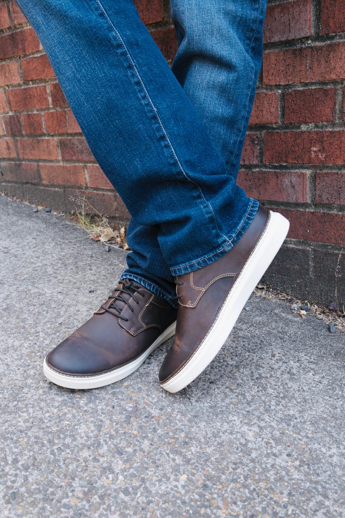 Johnston & Murphy McGuffey Plain Toe Shoe - Brown in Brown Oiled Full Grain, an easygoing, stylish shoe that goes from workdays to date nights and weekend errands