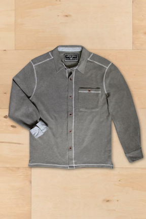 True Grit Melange Soft Fleece Big Shirt - Grey, a soft, comfortable layer for cool evenings, travel days, campfires and weekend errands