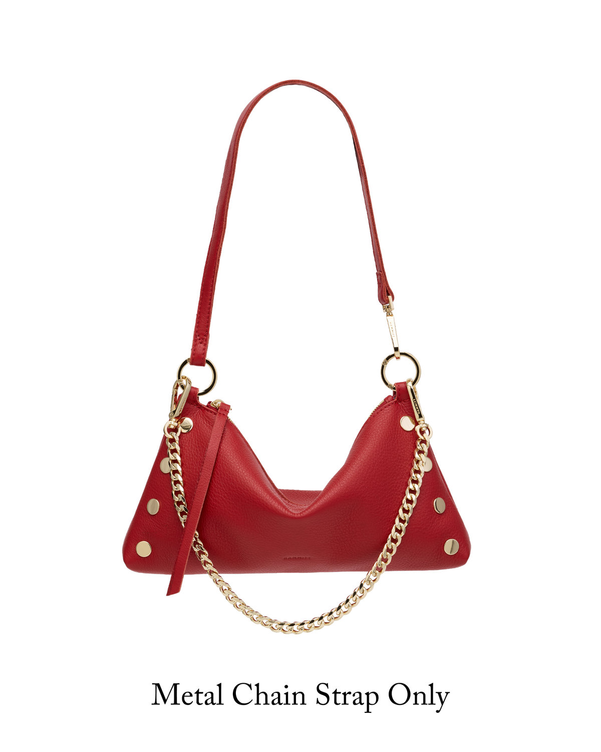 Hammitt Metal Chain Shoulder Strap in Gold clipped to a Hammitt Kyle handbag, an easy way to dress up your Hammitt bag for date nights, events and everyday wear