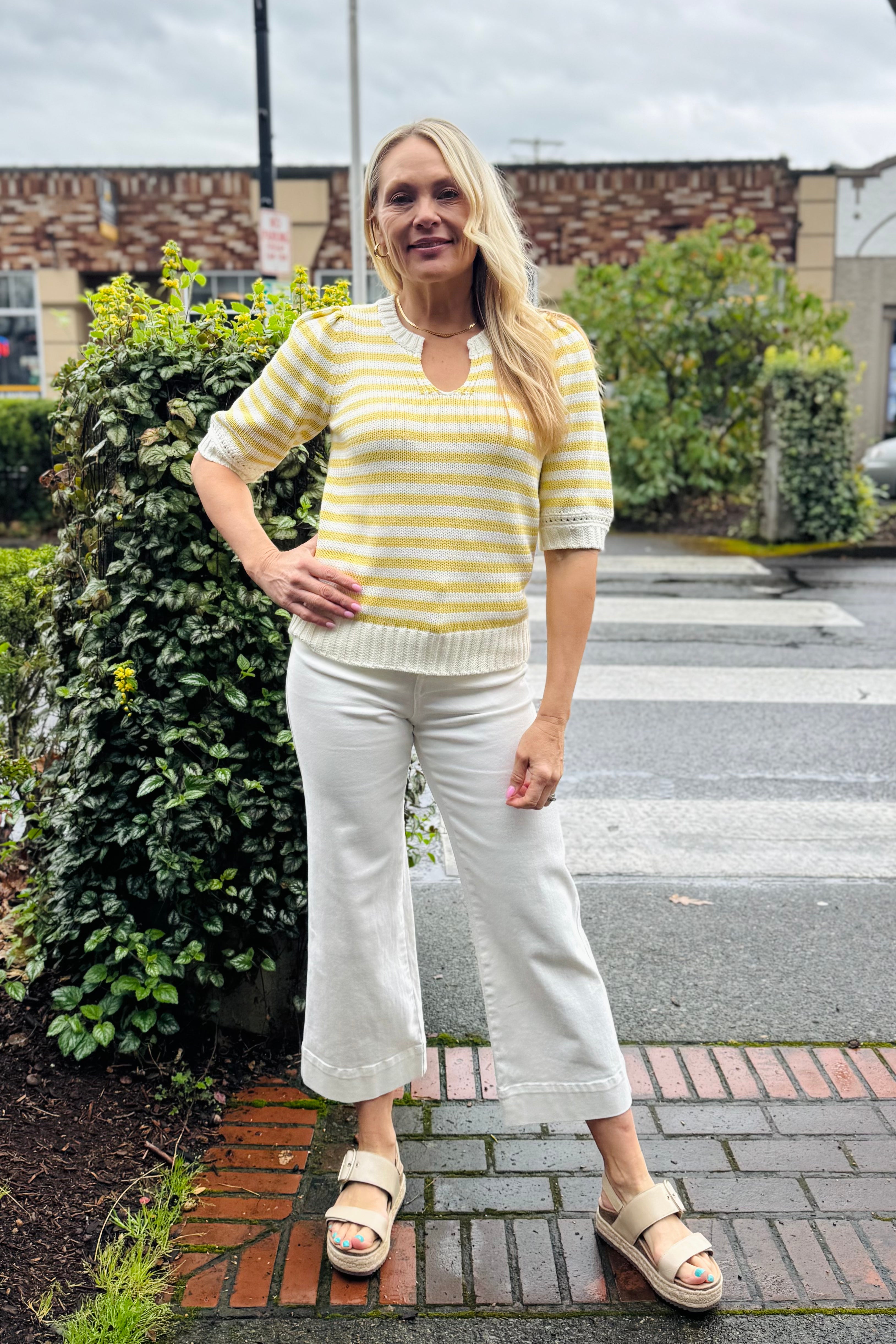 Rosanna Striped Puff Sleeve Sweater