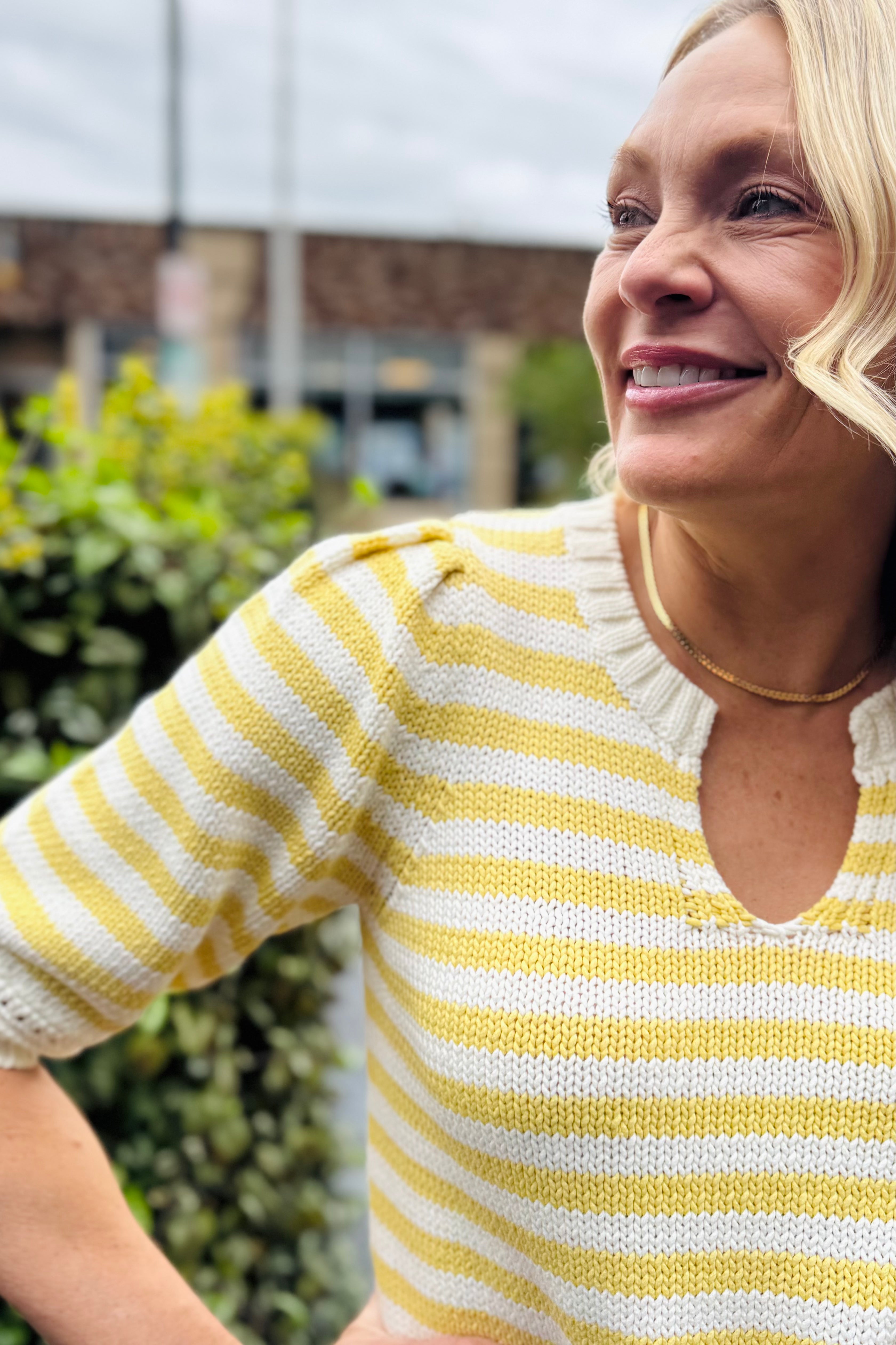 Rosanna Striped Puff Sleeve Sweater