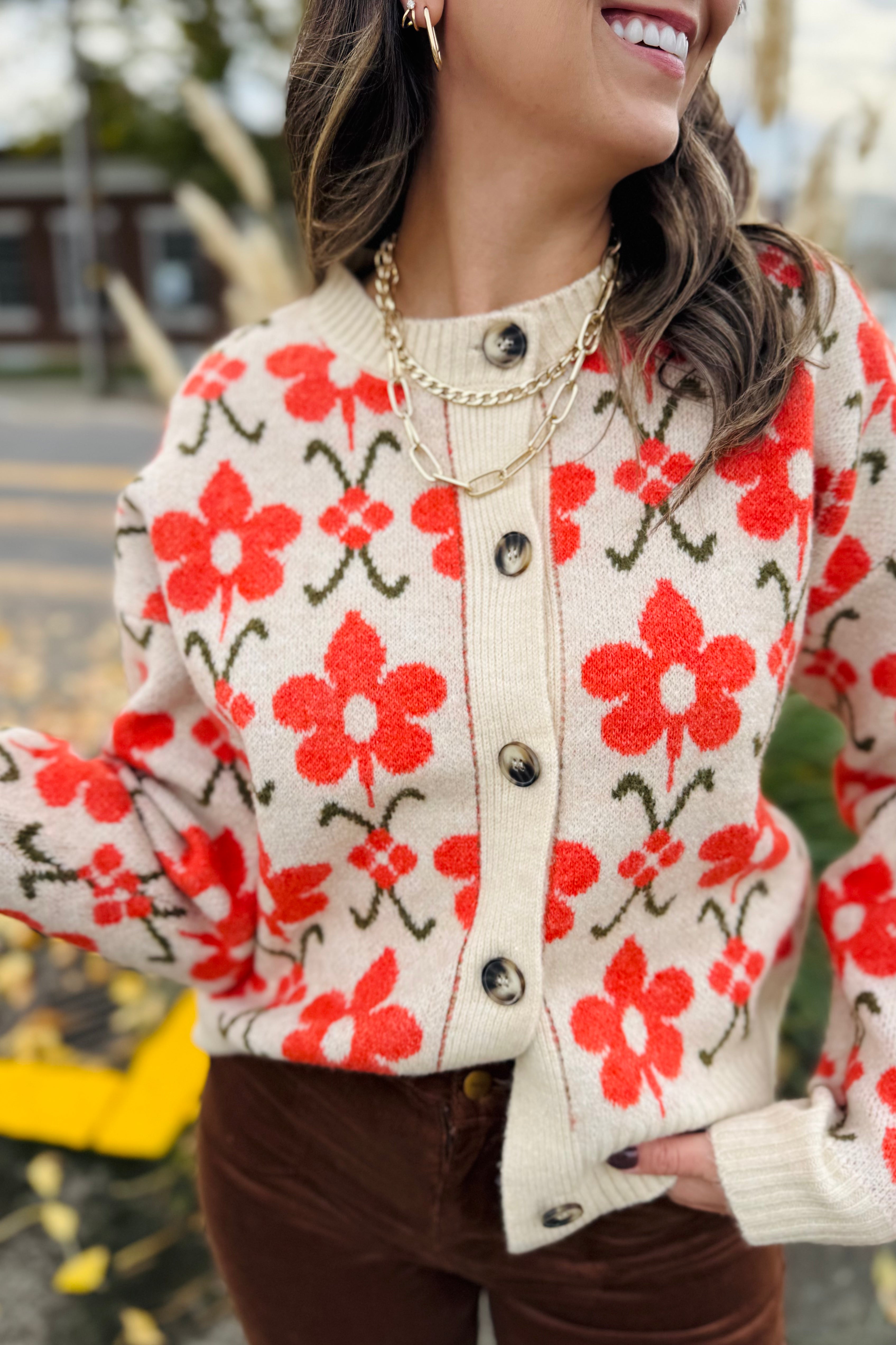 Orange Flowers Cardigan