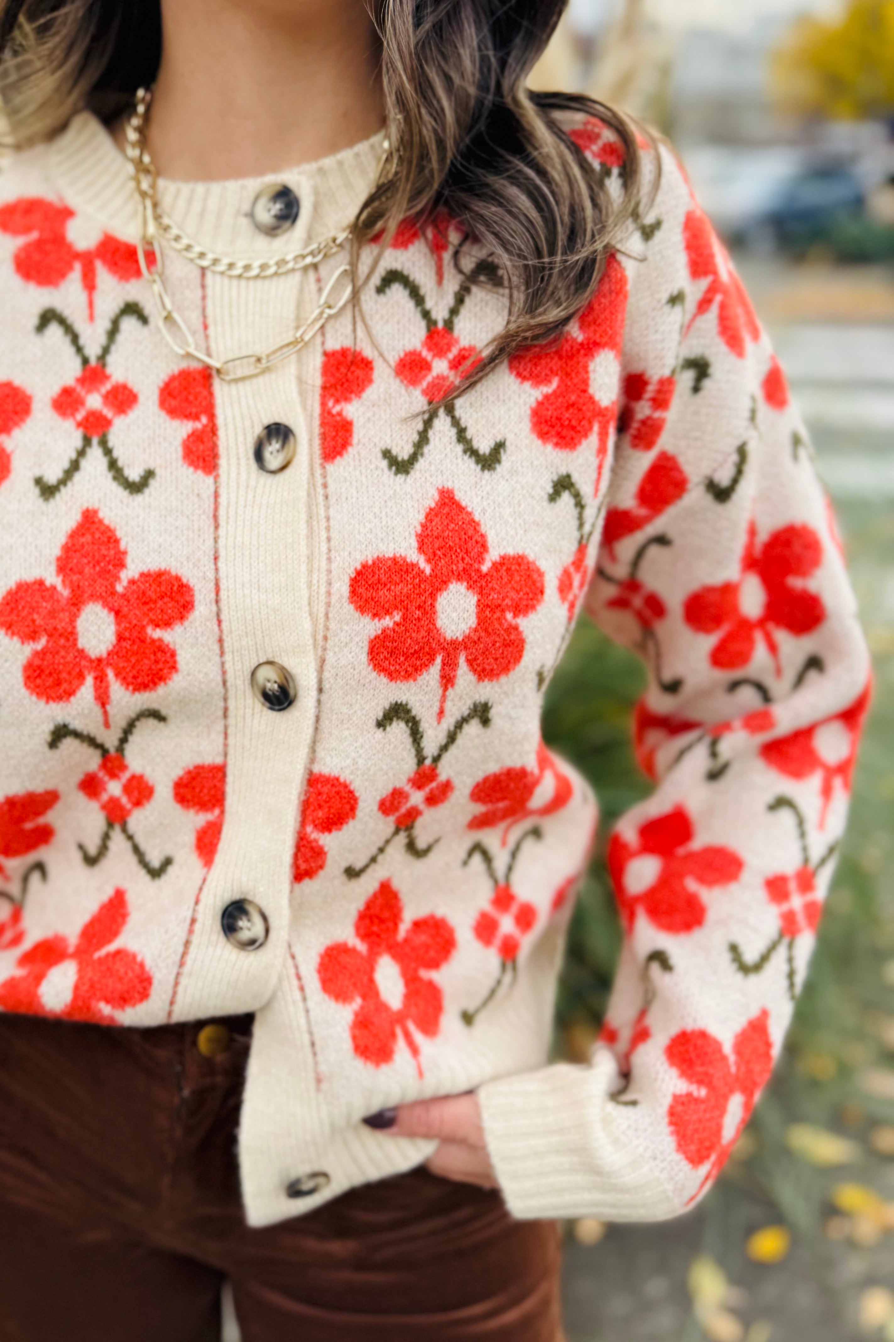 Orange Flowers Cardigan