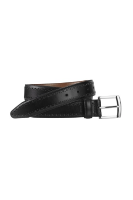 Johnston & Murphy Perfed-Edge Leather Belt in Black, a quality belt that finishes off office outfits, jeans and dressy occasions