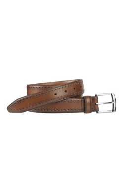 Johnston & Murphy Perfed-Edge Leather Belt in Tan, a quality belt that finishes off office outfits, jeans and dressy occasions
