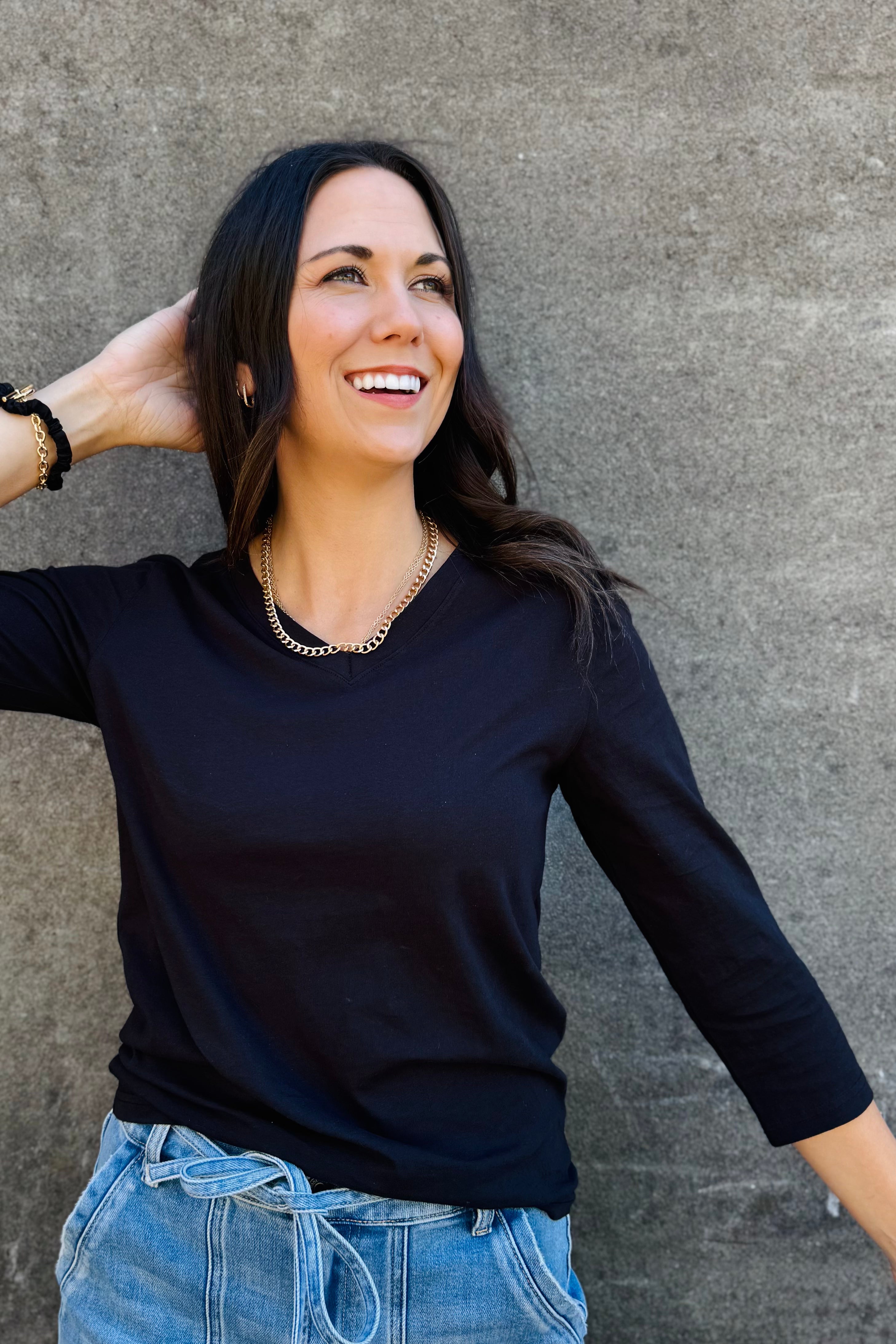 3/4 Sleeve V-Neck