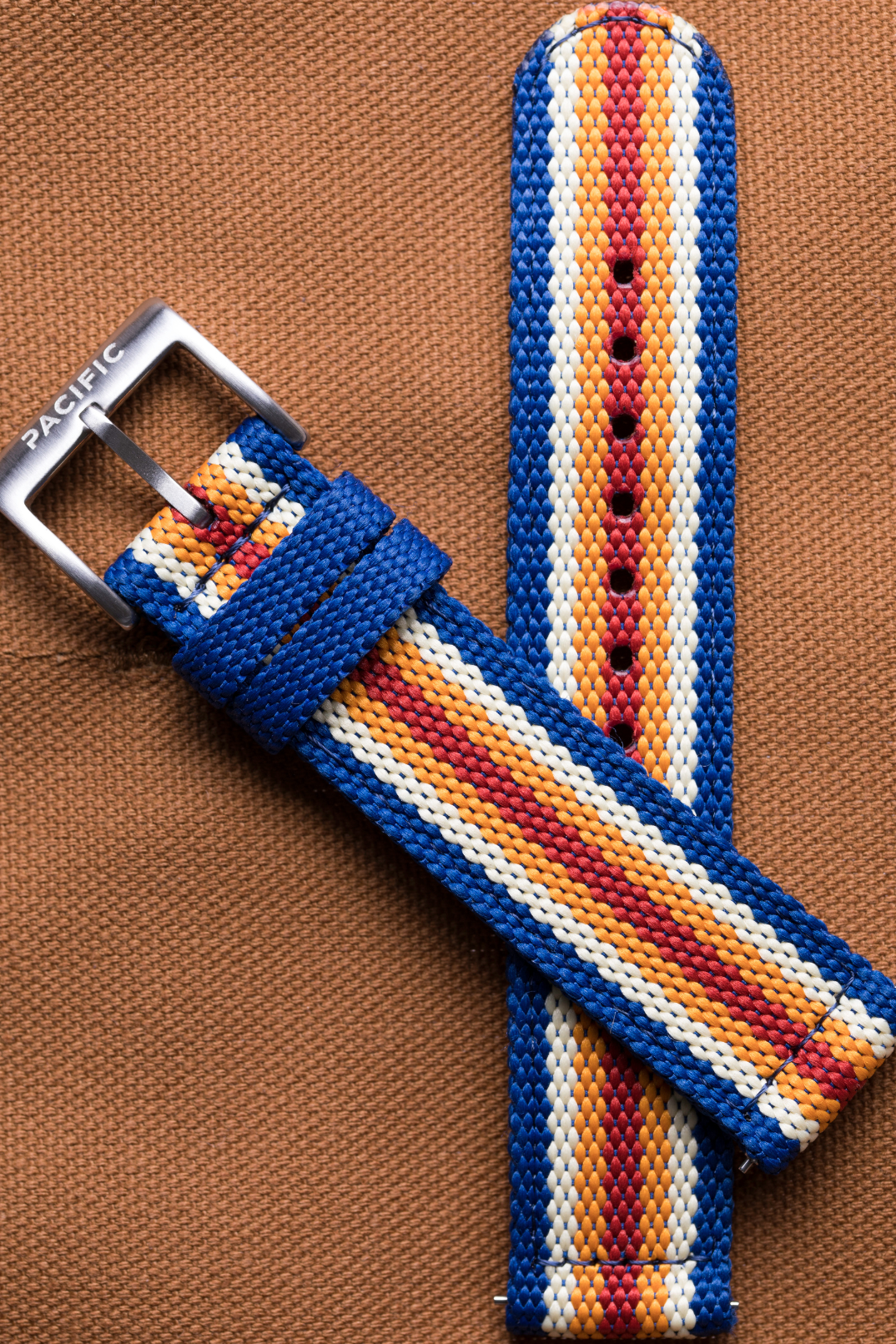 Pacific Watch Company PWC - 20mm Cascade Fabric Strap - PWC Stripe, a durable watch strap that gives your watch a fresh look for work, weekends and outdoor adventures