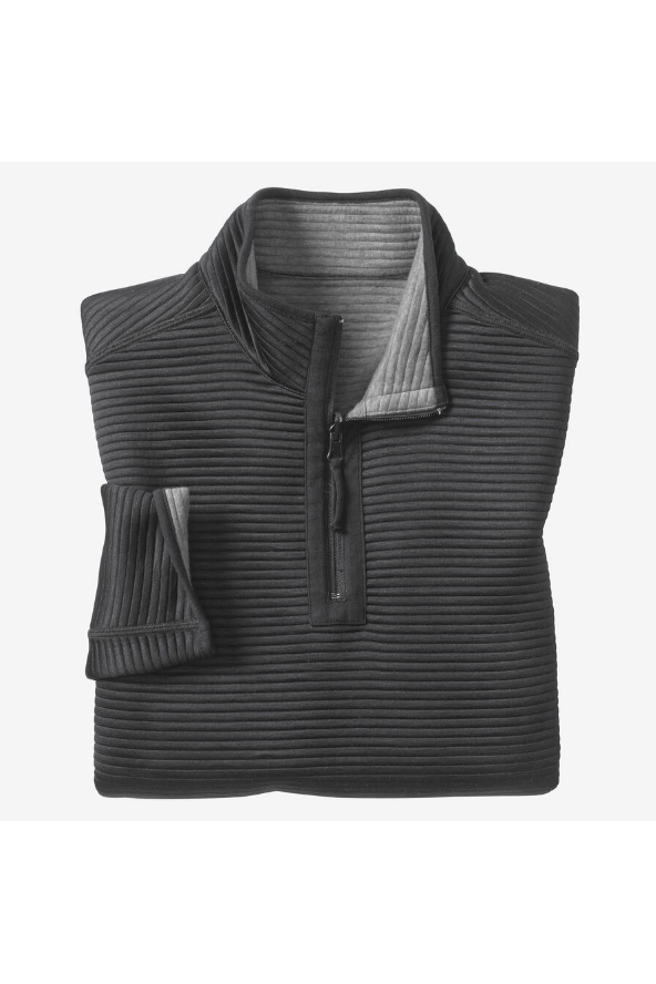 Johnston & Murphy Reversible Channel 1/4 Zip - Gray, a cozy go-to pullover for chilly mornings, road trips, the office and lounging at home