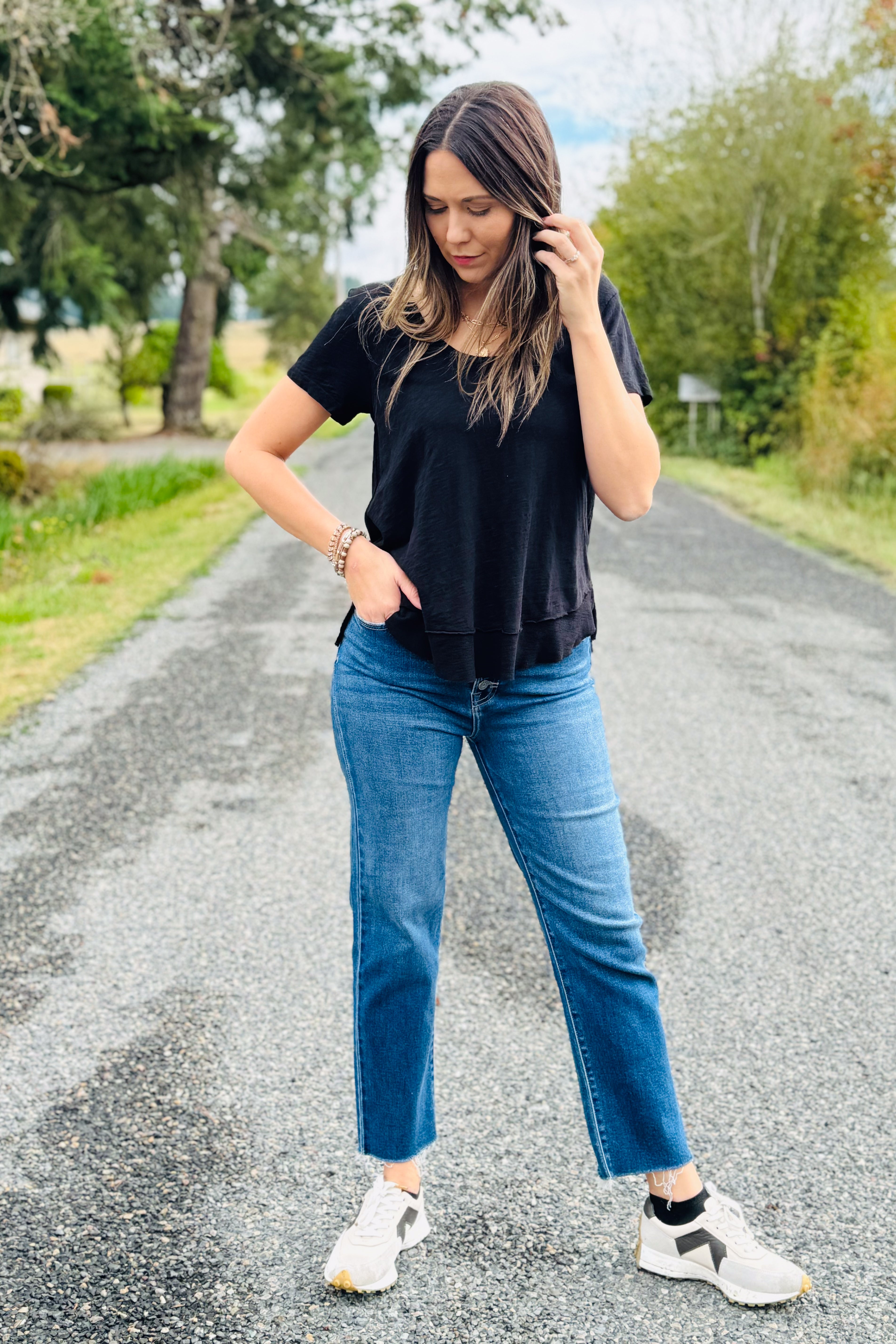 S/S Scoop Neck Tee Black