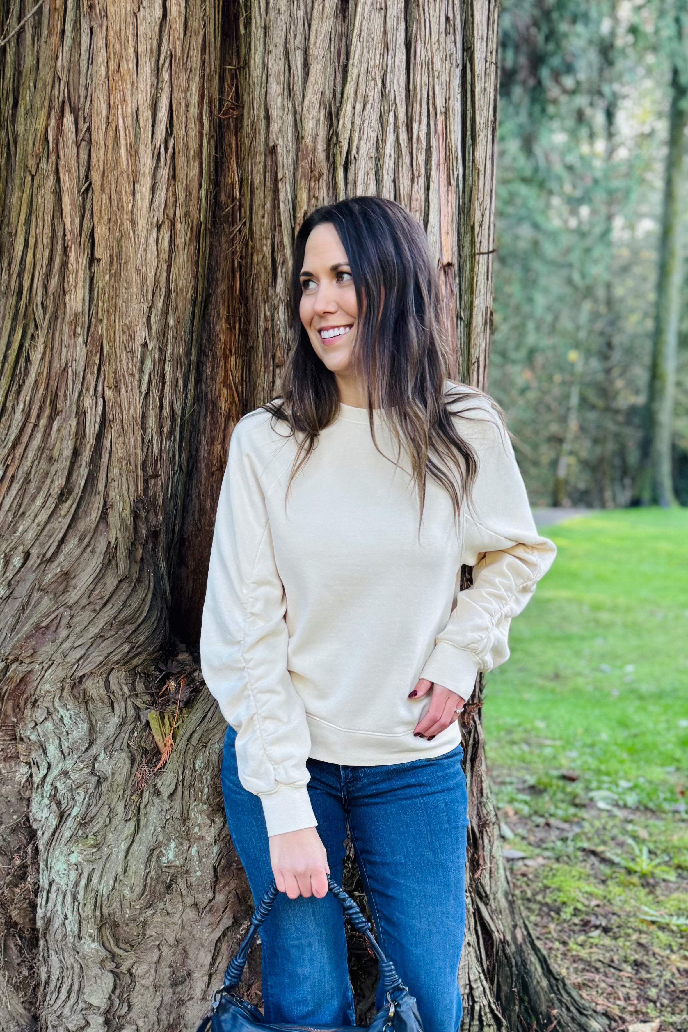 Shirred Sleeve Sweatshirt