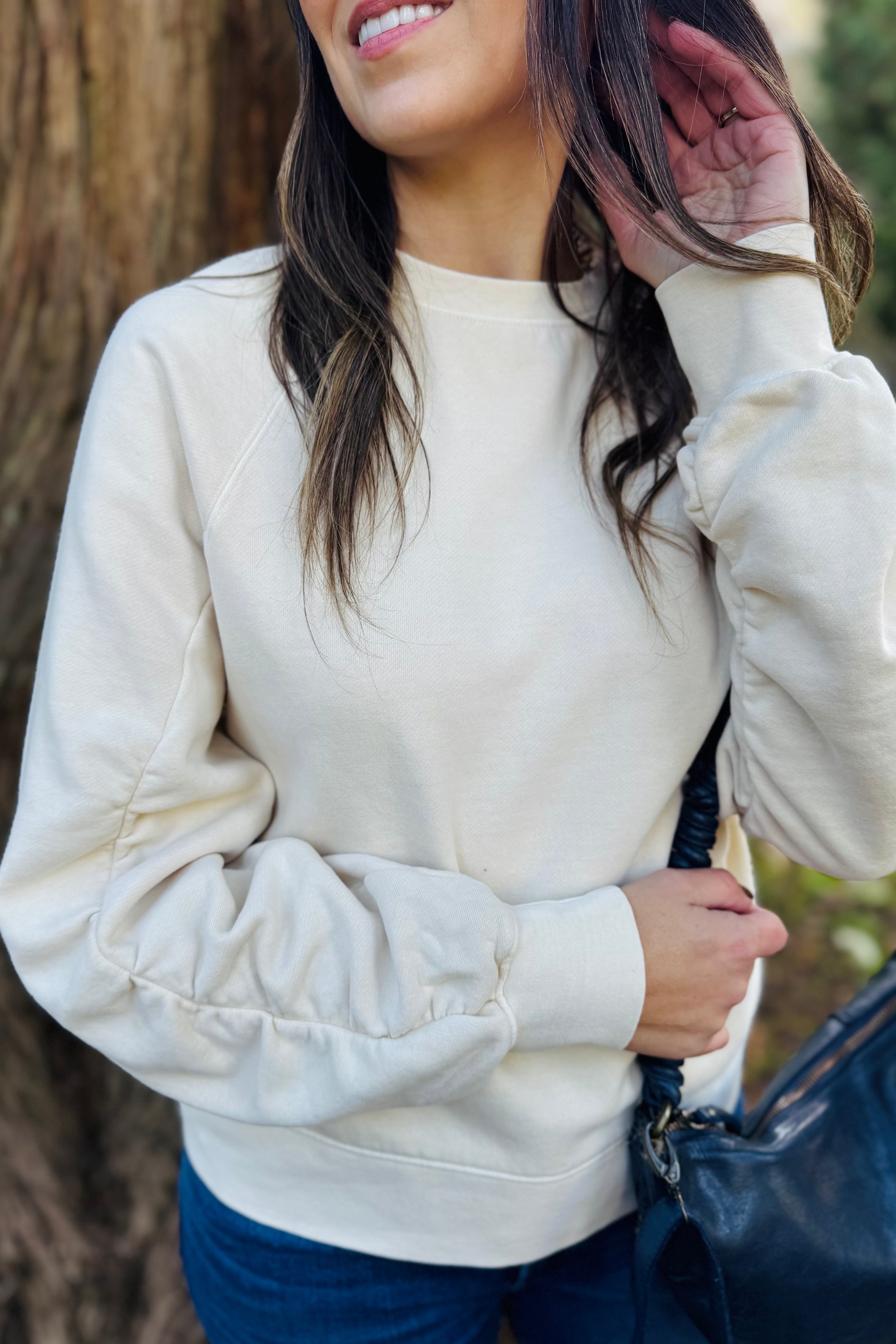 Shirred Sleeve Sweatshirt