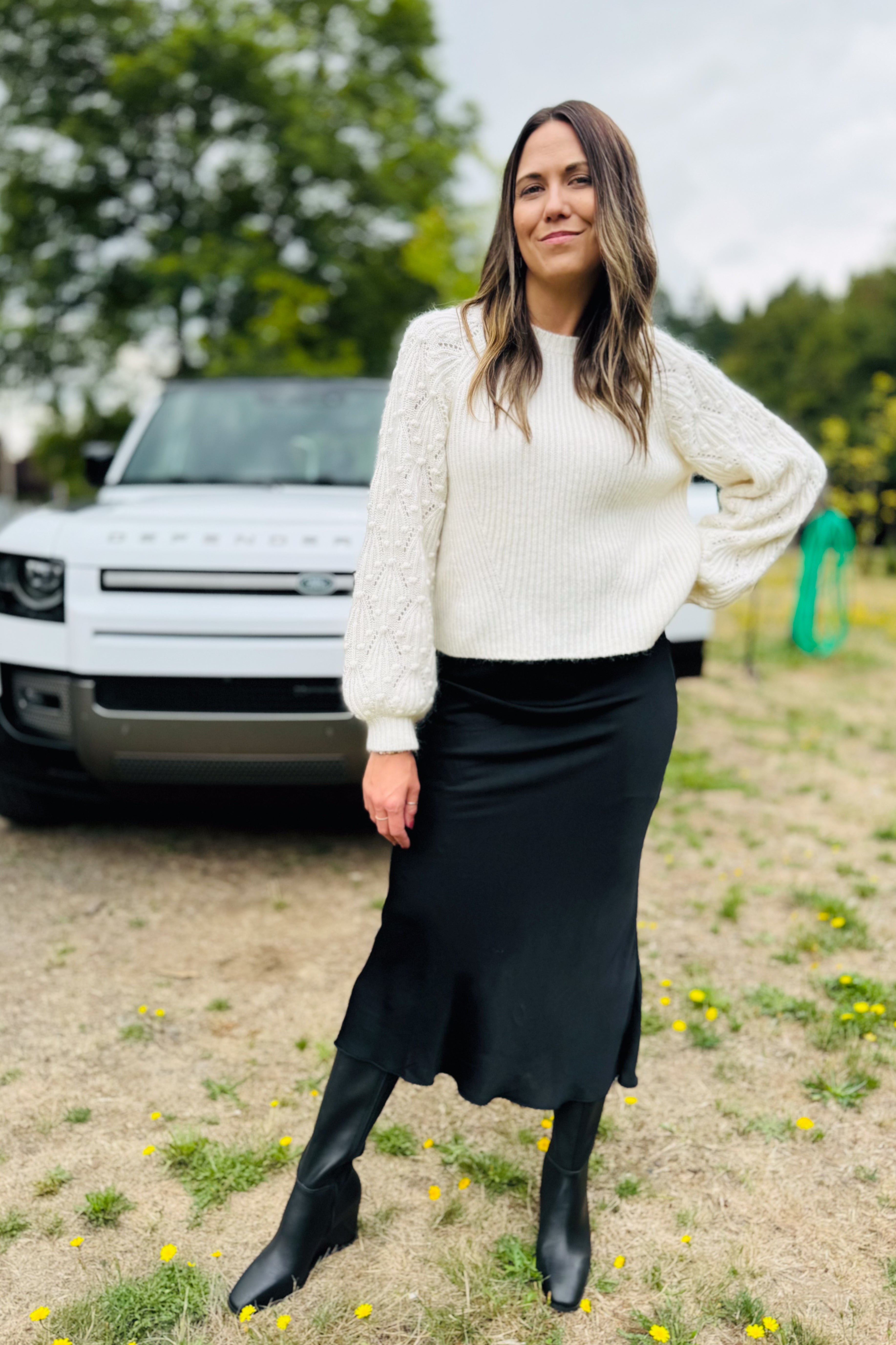 Satin Bias Cut Skirt Black