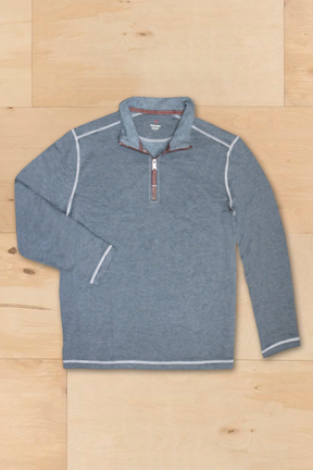 True Grit Sea Ranch Fleece 1/4 Zip Pullover - Industrial Blue, a cozy go-to pullover for chilly mornings, road trips, the office and lounging at home