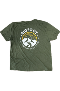 Bigfoot Mountain Outfitters OG t-shirt in Green, a soft, lightweight everyday tee to rep your favorite Pacific Northwest brand on hikes, road trips, fishing days and weekends around town