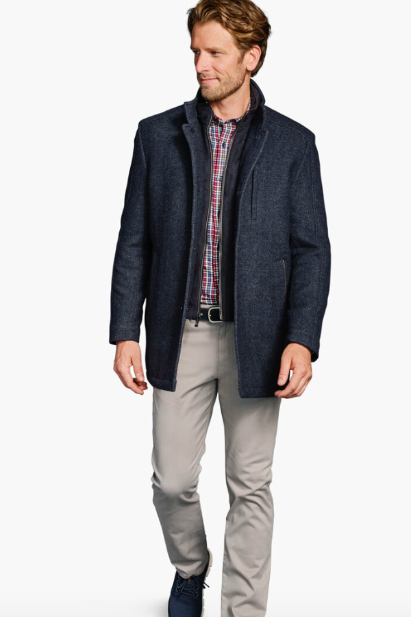 Johnston & Murphy Upton Car Coat - Navy, a versatile jacket for cool mornings, fall weekends, travel and everyday layering