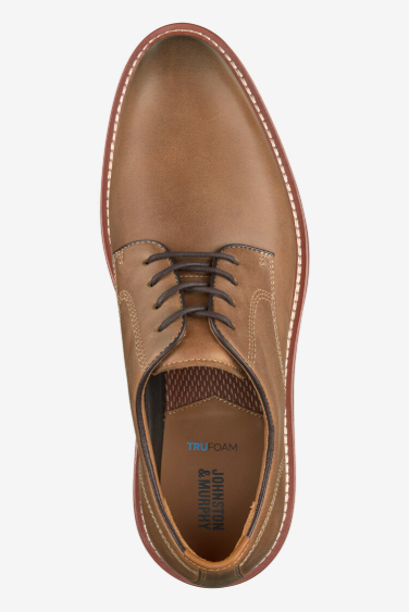 Johnston & Murphy Upton Plain Toe - Tan in Tan Oiled Full Grain, a comfortable, versatile shoe for the office, travel days, dinners out and weekends