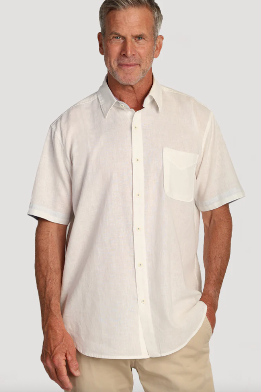 True Grit Washed Melange Shirt - White, a versatile button-up for the office, date nights, dinners out and weekends
