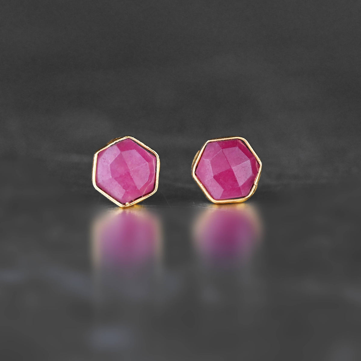 Hexagon Gemstone Studs: Peach | KBD Studio - view 19