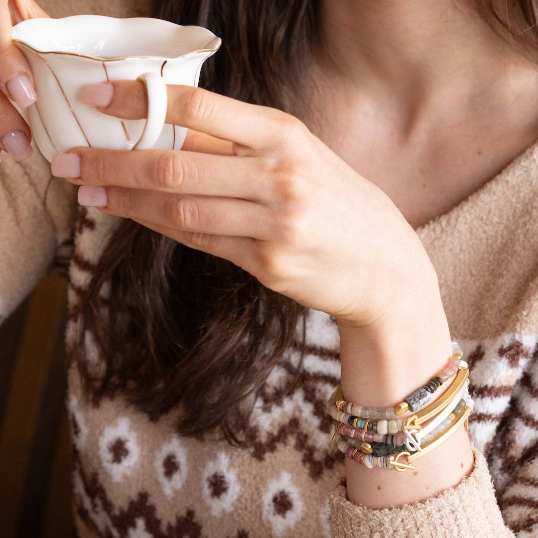 Hidden Message Bracelet - F♥cking Awesome/Aquamarine/Gold