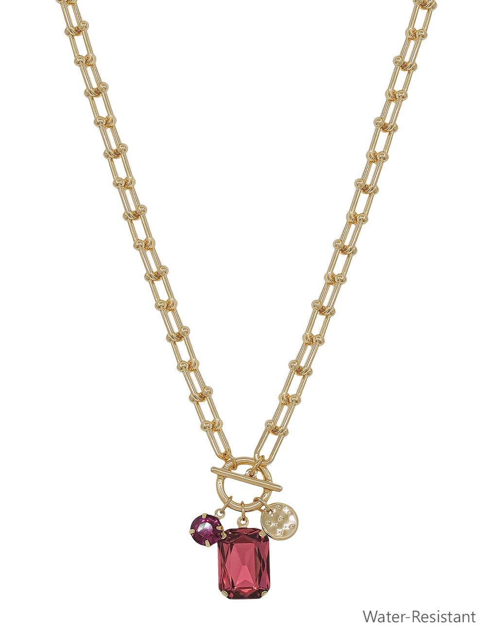 Pink Crystal Charm Necklace