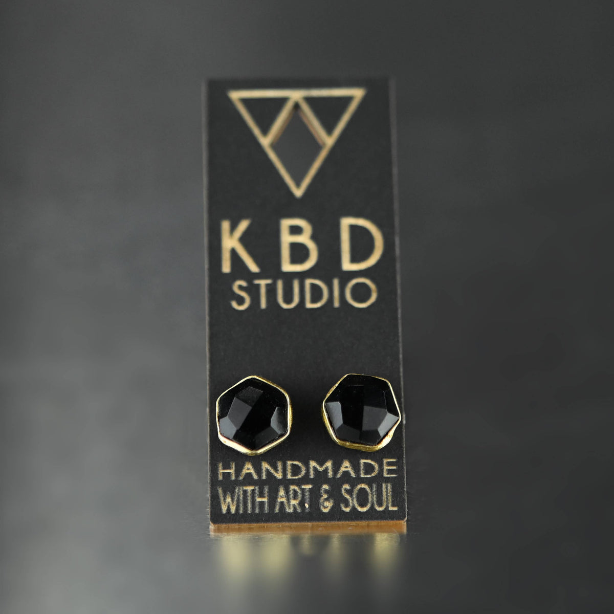 Hexagon Gemstone Studs: Strawberry Quartz | KBD Studio - view 6