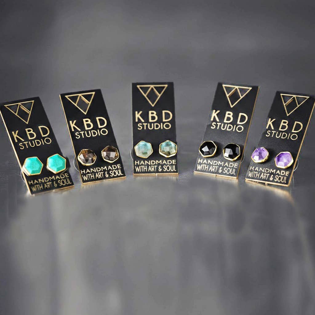 Hexagon Gemstone Studs: Amethyst | KBD Studio - view 2