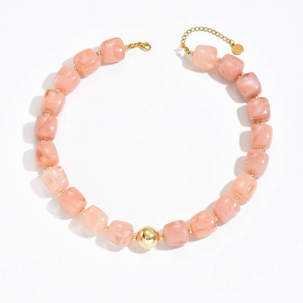Acrylic Bead Necklace - Pink