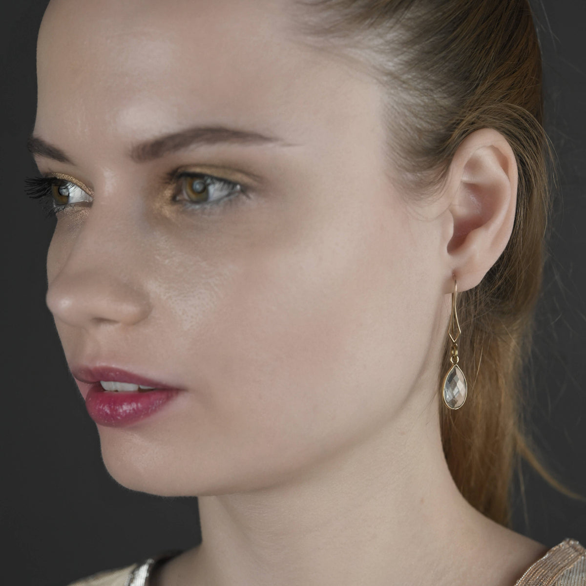 Diamond Hook Dangle Earrings: Amazonite | KBD Studio - view 2