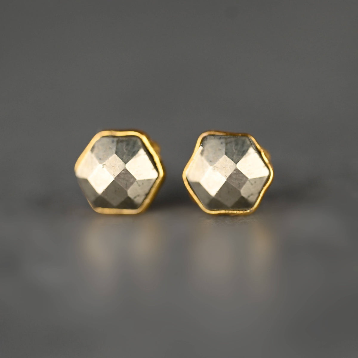 Hexagon Gemstone Studs: Labradorite | KBD Studio - view 21