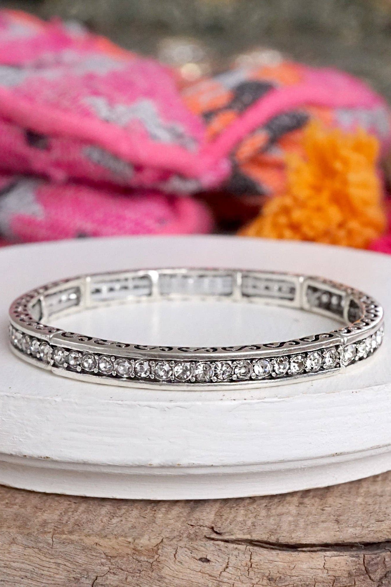 Western Vibes Bangles: Channel Clear Crystals