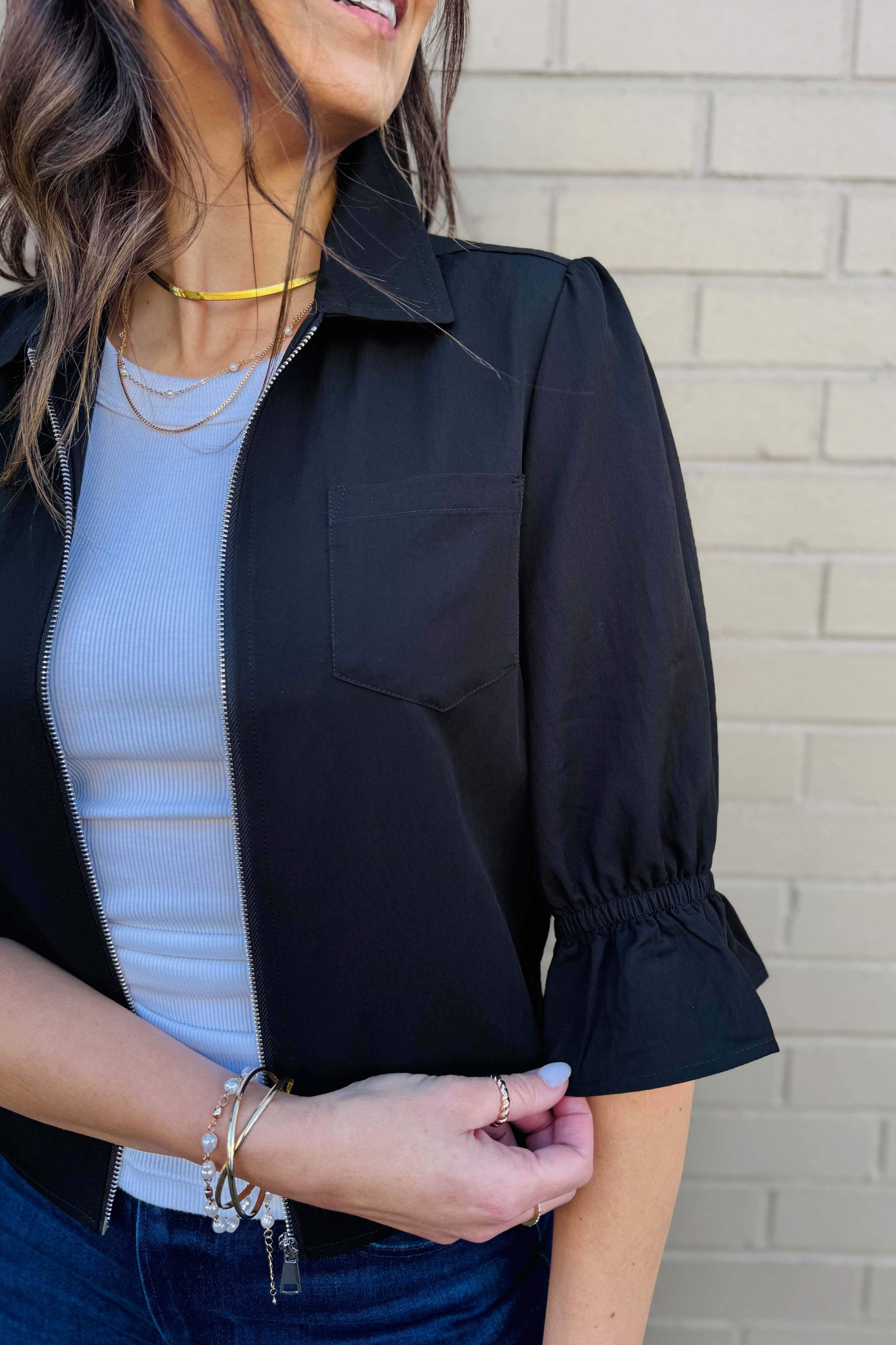 3/4 Sleeve Zip Jacket