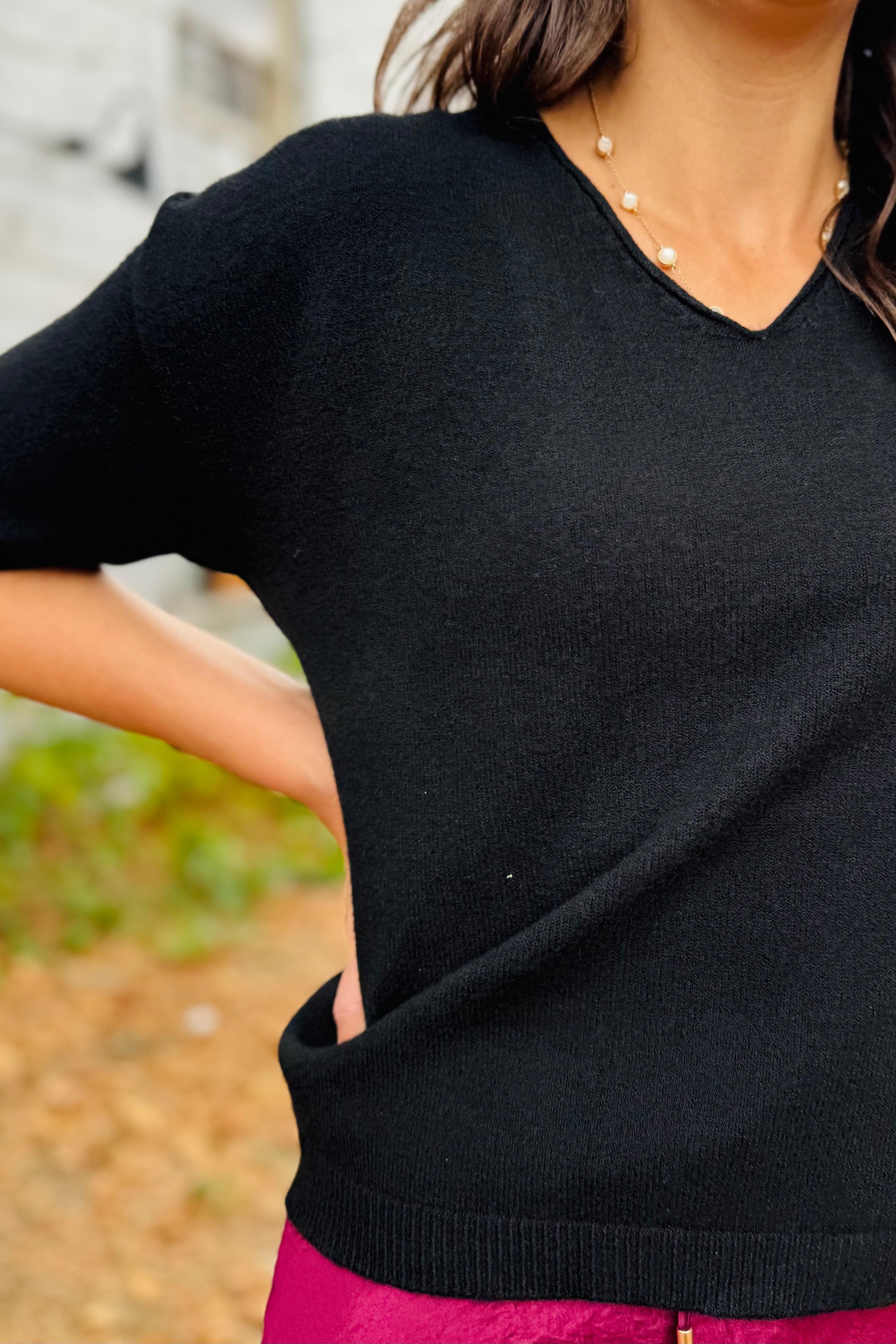3/4 V-Neck Sweater